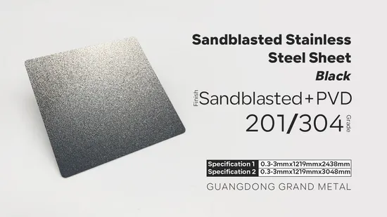 Inox Metal Stainless Steel AISI304 201 316 Black Bead Blast Stainless Steel Decoration Sheet for Wall Panel Elevator