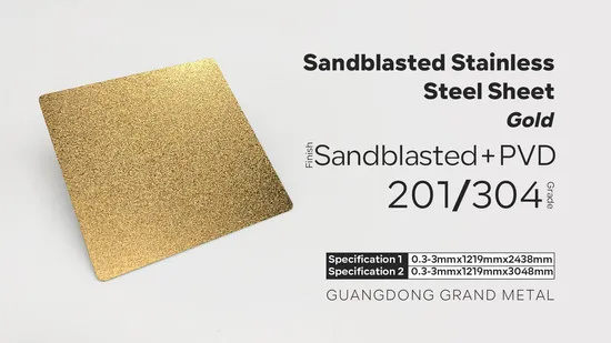 Gold Bead Blast Stainless Steel Sheet 304 Stainless Steel Plate for Decorative Stainless Steel Wall Panel