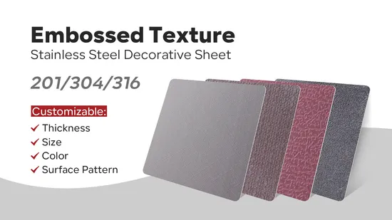 Customized Cold Rolled Stainless Steel Embossing Sheets Linen Finish Ss Sheet 304 Decorative Embossed Stainless Steel Sheets 