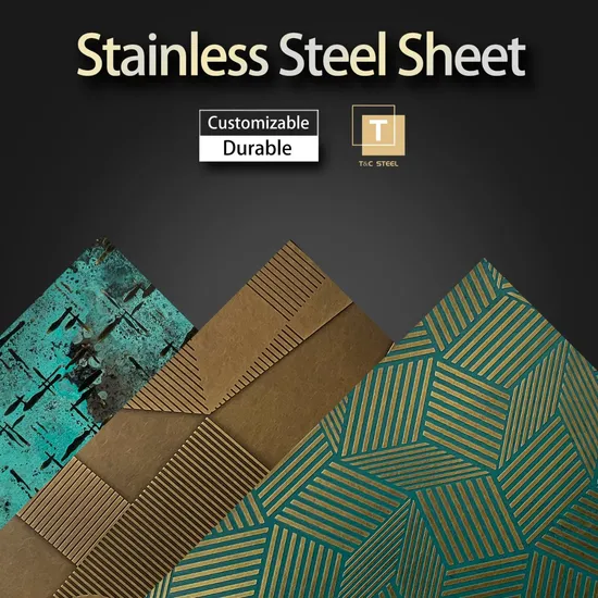 Deep Etched Metal Sheet Inox 304 Stainless Steel Embossed Sheet Textured Patterned Antique Stainless Steel Sheets 