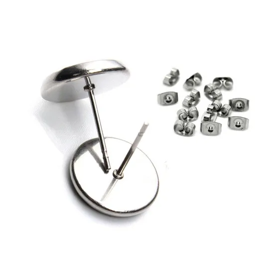 Custom Stainless Steel Earring Stud Base Support Accessories Rose Base OEM ODM Earring Settings Jewelry Making 