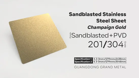 Sandblasted Metal Sheet Champagne Gold Decorative Color Stainless Steel Bead Blast Sheets 