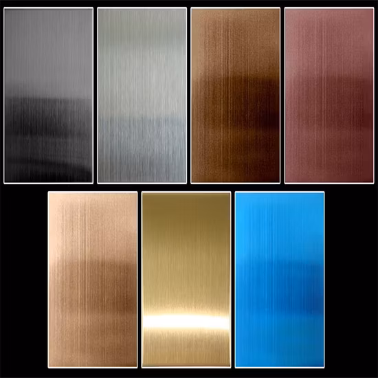 Grade 201 304 316 4ftx 8FT Brush Hairline Finished Stainless Steel Sheet PVD Champagne Gold Color Coated 316L Stainless Steel Plate