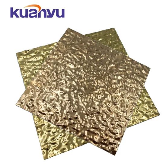 Mirror Gold Water Ripples Decorative Stainless Steel Sheet Metal Wall Panel Sheet 