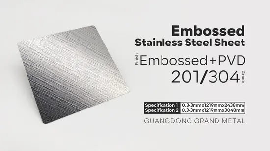 Grand Metal 430 316 201 304 Embossed Stainless Steel Sheet for Wall 