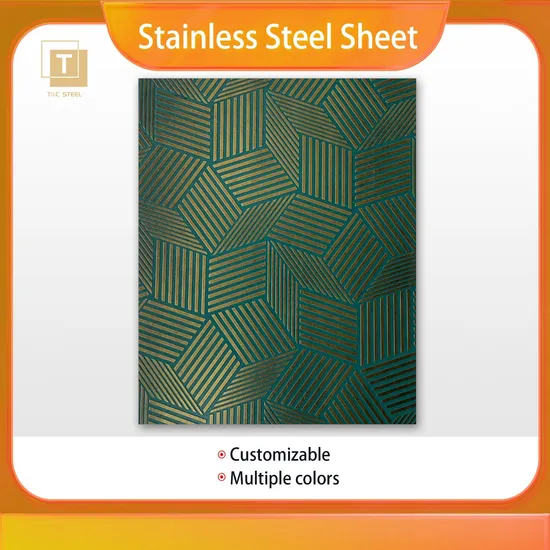 Deep Etched Metal Sheet 304 Stainless Steel Embossed Engraved Textured Antique Copper Stainless Steel Sheets for Wall Panel 
